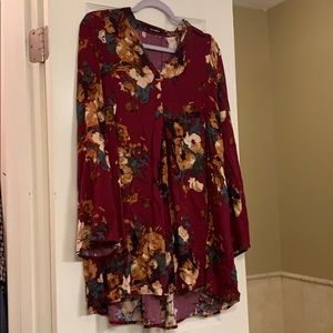 Blu Pepper Maroon Floral Dress